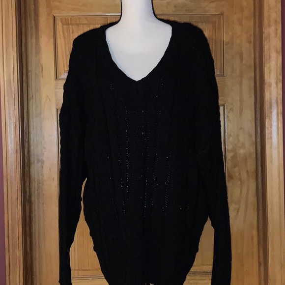 AFRM Bostom Long Cable V-Neck Sweater in Noir XS/S - Picture 2 of 7